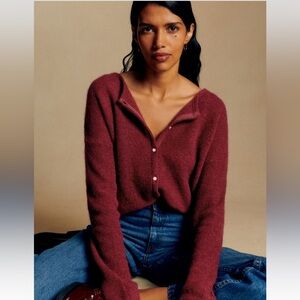 Sezane Gaspard Cardigan Burgundy - Size XS